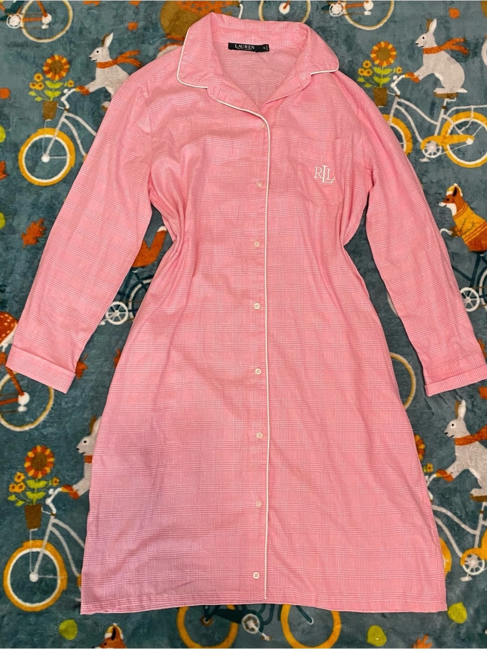 Ralph Lauren Pink Long-Sleeve Button Nightshirt